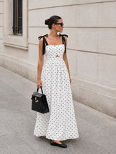 Bow Strap Polka Dot Midi Slip Dress