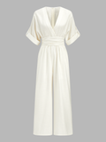Tencel Blend Ruched Waist Wide Leg Jumpsuit