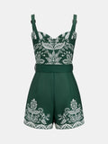 Paisley Print Belted Romper