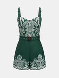 Paisley Print Belted Romper
