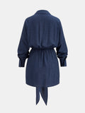 Tie Waist Textured Shirt Mini Dress