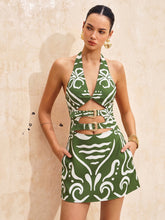 Printed Halter Cut Out Mini Dress