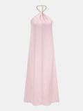 Chain Halter Satin Maxi Dress
