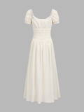 Puff Sleeve Smocked Midi Dress