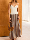 Color Block Striped Knit Slip Maxi Dress
