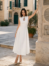 Linen Blend Sleeveless Keyhole Maxi Dress