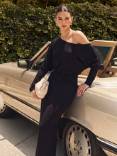 Batwing Long Sleeve Slant Shoulder Bodycon Dress