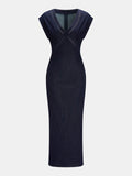 V Neck Bodycon Denim Midi Dress