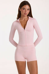 Soft Active Zip-Up Jacket In Blush Marl