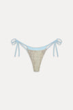 Divine Satin Skimpy Bikini Bottom - Blue Python