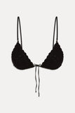 Elena Crochet Shine Bikini Top - Black