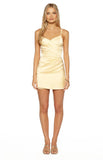 Higher Ground Yellow Ruched Party Mini Dress