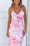 Inara Pink Floral Print Ruffle Maxi Dress