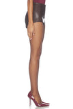 Delaney Faux Leather Micro Short in Chocolate Brown