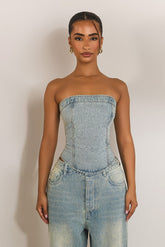 The Kai Rhinestone Corset in Blue