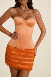 The Sasha Satin Corset Top in Orange