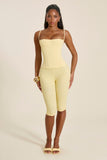 The Everly Lace Up Corset Top in Butter Yellow