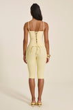 The Everly Lace Up Corset Top in Butter Yellow