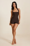 The Natalia Halter Neck Top in Brown