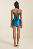The Acaica Satin Corset Top in Royal Blue