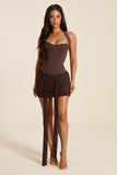 The Zadie Lace Up Corset Top in Brown