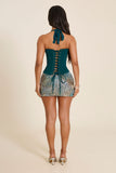 The Zadie Lace Up Corset Top in Teal