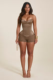 The Sasha Satin Corset Top in Soft Brown