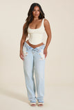 The Sandra Scoop Corset Vest Top in Cream