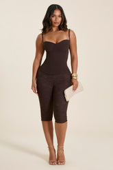 The Everly Lace Up Corset Top in Brown