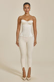 The Sasha Satin Corset Top in Stone