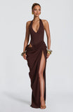 Adele Maxi Dress - Plum Brown