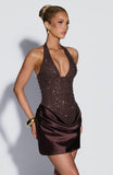 Adessa Mini Dress - Plum Brown