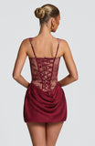 Cornelia Mini Dress - Burgundy Lace