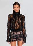 Ysolde Lace Mini Dress in Black