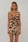 Bruna Cowl Neck Mini Dress in Rye