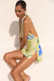Bruna Cowl Neck Mini Dress in Solei