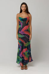 Margot Maxi Dress Chiffon in Mai Tai