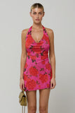 Bruna Cowl Neck Mini Dress in Rosebud