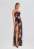 Nicole Silk Chiffon Dress in Noir Rose