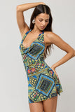 Bruna Cowl Neck Mini Dress in Casino