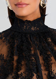 Ysolde Lace Mini Dress in Black