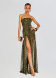 Nicole Silk Chiffon Maxi Dress in Tiger Stripe
