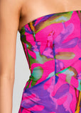 Nicole Silk Chiffon Dress in Tropical Leaf