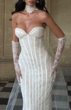 Ellie Lace Neck Veil - Ivory
