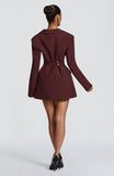 Elvira Mini Dress - Burgundy Pinstripe