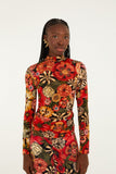 Black Flowershop Ruched Waist Jersey Blouse