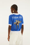 Blue And White Copa Short Sleeve Knit Polo Shirt