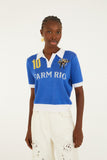 Blue And White Copa Short Sleeve Knit Polo Shirt
