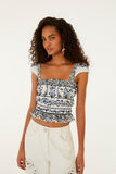 Off-White Flowers Arch Smocked Blouse