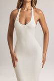 Modal Halterneck Maxi Dress in White
